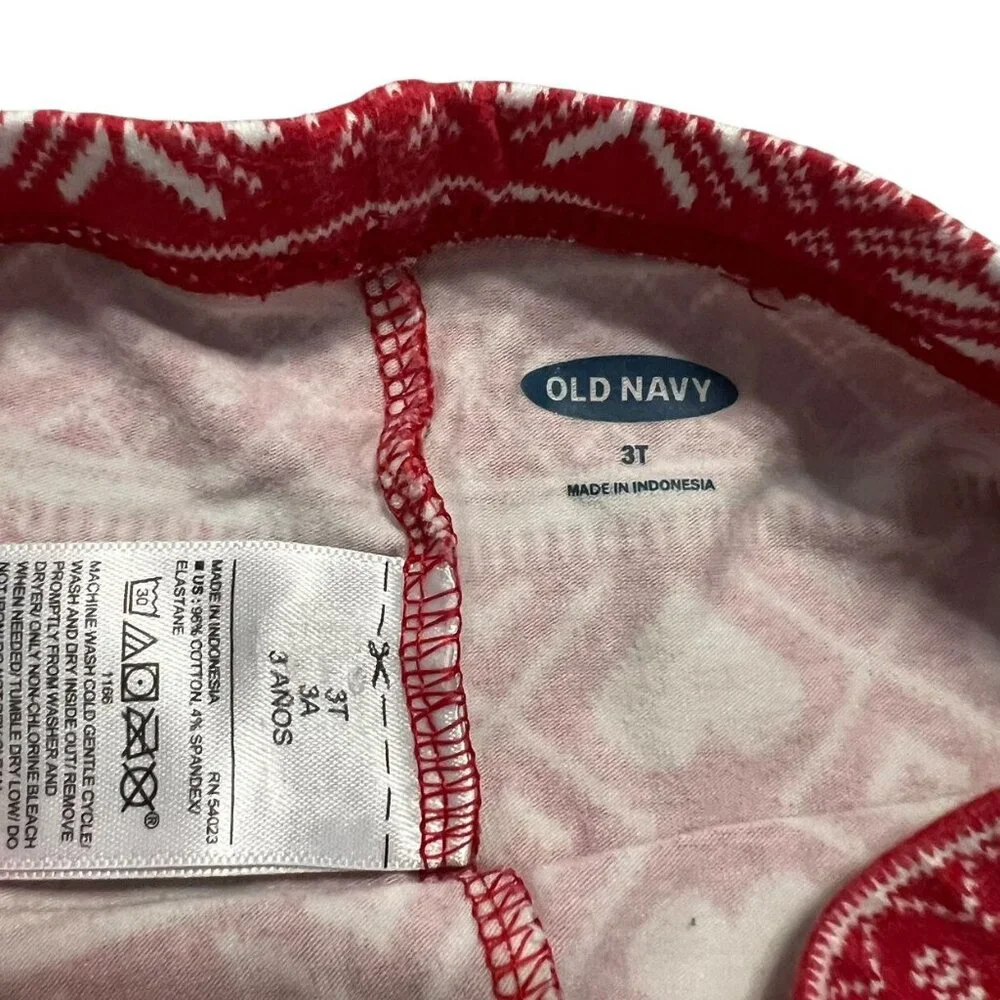 Old Navy 3T Red Fair Isle Heart Leggings